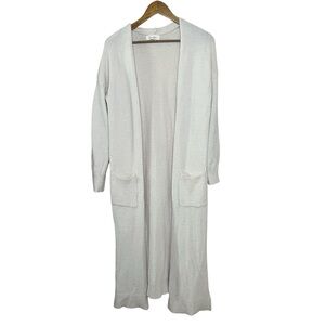 Jessica Simpson Long Cream Cardigan Pockets Size M Open Side Slits Cozy Fall